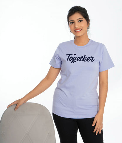 together round neck unisex couple T-shirt - Lavender, 100% pure cotton, regular fit