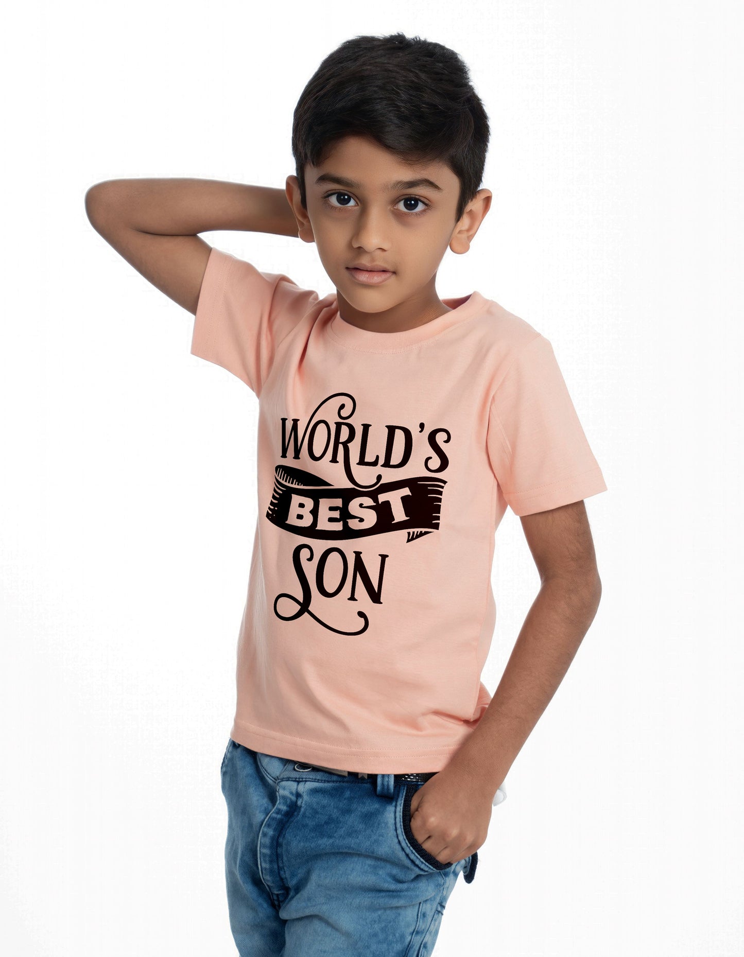 world's best round neck family of 4 Tshirt set for a family of 4 - Pale Coral, pure cotton(Kids to be added separately)