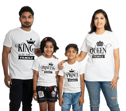 king round neck family of 4 Tshirt set for a family of 4 - White, pure cotton(Kids to be added separately)