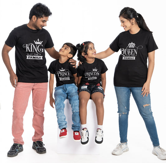 king white round neck family of 4 Tshirt set for a family of 4 - White, pure cotton(Kids to be added separately)