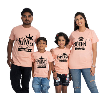 king round neck family of 4 Tshirt set for a family of 4 - Pale Coral, pure cotton(Kids to be added separately)