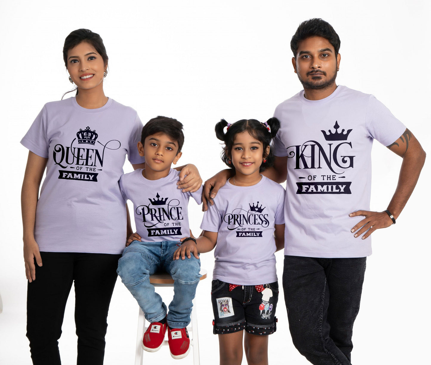 king round neck family of 4 Tshirt set for a family of 4 - Lavender, pure cotton(Kids to be added separately)