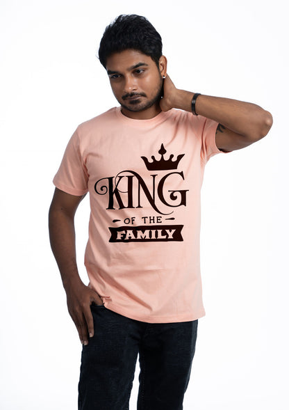 king round neck family of 4 Tshirt set for a family of 4 - Pale Coral, pure cotton(Kids to be added separately)