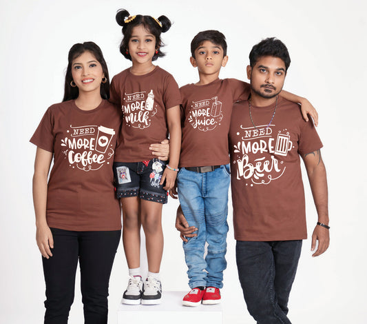 need more white round neck family of 4 Tshirt set for a family of 4 - White, pure cotton(Kids to be added separately)